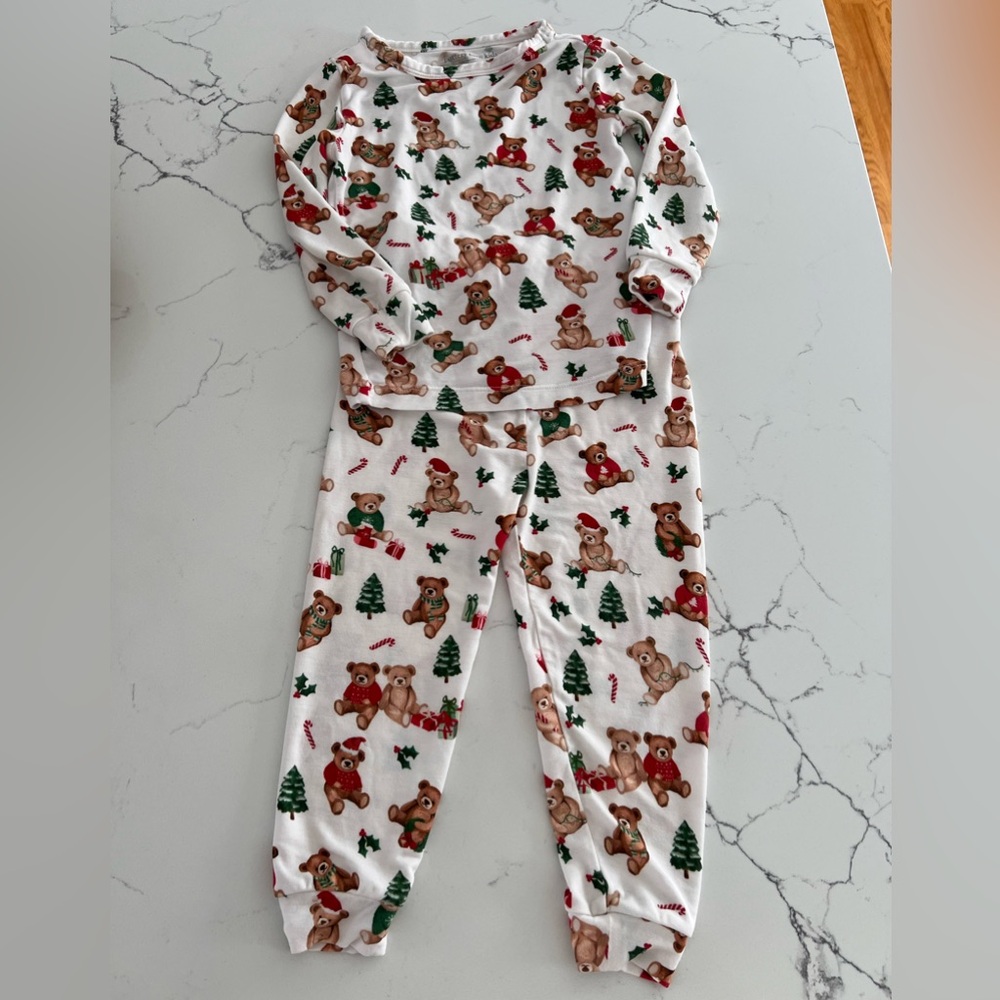 Pottery Barn Kids Bamboo Tight Fit Pajamas Holiday Bear
